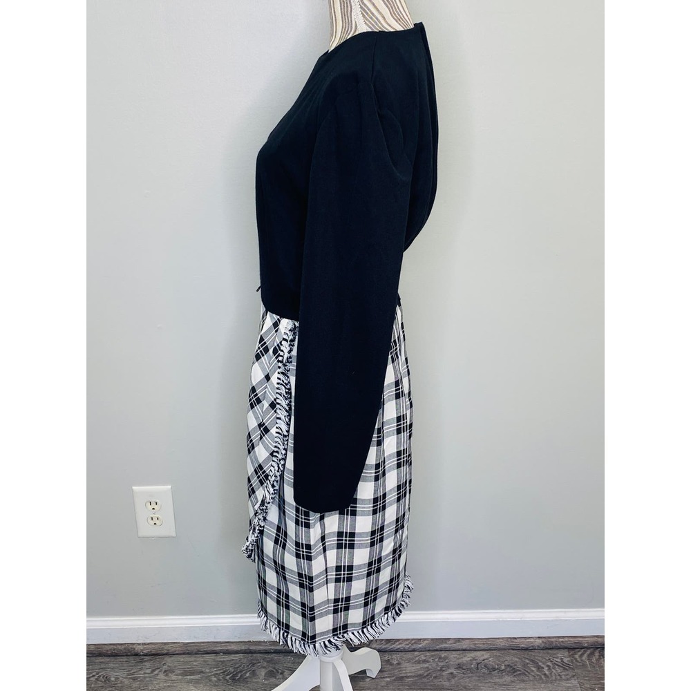 Vintage JLT Black White Faux Wrap Dress Women 12 Career Casual Mary Tyler Moore - Picture 5 of 10